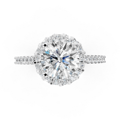 Radiant Halo Round-Cut Moissanite Diamond Ring