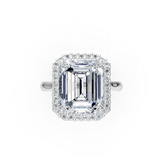 Emerald-Cut Halo Moissanite Ring in Premium Silver – Statement Engagement & Cocktail Ring