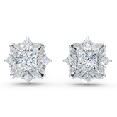 Radiant Cluster Moissanite Diamond Stud Earrings – Multi-Shape Halo Sparkle