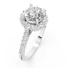 Radiant Halo Round-Cut Moissanite Diamond Ring