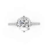 Cushion-Cut Solitaire Moissanite Diamond Ring with Pave Band in Premium Sterling Silver