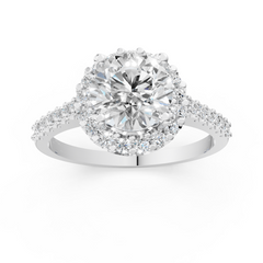Radiant Halo Round-Cut Moissanite Diamond Ring