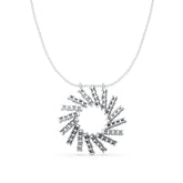 Silver Radiant Sunburst Pendant Necklace – Modern Cylinder Cluster Design