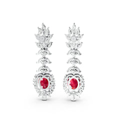 Ruby Radiance Marquise Cluster Dangle Earrings