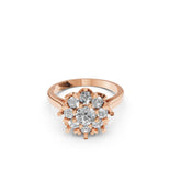 Moissanite Daisy Ring in Rose Gold Finish