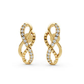 Infinity Twist Moissanite Diamond Gold-Plated Drop Stud Earrings – Elegant Loop Design