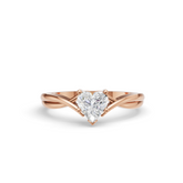 Rose Gold Plated Heart-Cut Solitaire Ring with Twisted Band Design