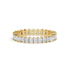 Princess-Cut Moissanite Diamond Eternity Band in 18K Gold-Plated Finish