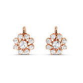 Rose Gold Floral Cluster Moissanite Diamond Stud Earrings – Halo Flower Design