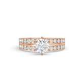 18k Rose Gold Plated Double-Row Solitaire Moissanite Diamond Ring for Women