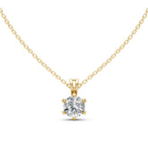 Luxury Solitaire Round-Cut Gold-Plated Pendant Necklace