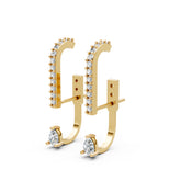 Elegant U-Shape Moissanite Diamonds Drop Earrings in 18K Gold-Plated Finish
