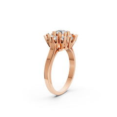 Moissanite Daisy Ring in Rose Gold Finish