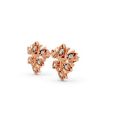 Rose Gold Floral Bloom Moissanite Diamond Stud Earrings
