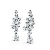 Sstringz Sparkling Cascade Cluster Stud Earrings – Moissanite Diamond in Sterling Silver