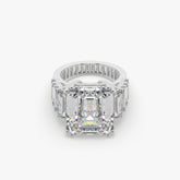 Emerald-Cut Solitaire Luxe Baguette Pavilion Statement Ring