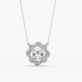Celestial Bloom Halo Diamond Pendant Necklace – Premium Moissanite & Marquise Halo Design