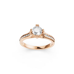 Regal Solitaire Ring with Pave Moissanite on Rose gold band