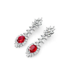 Ruby Radiance Marquise Cluster Dangle Earrings