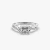 Princess-Cut Solitaire Ring with Twisted Sterling Silver