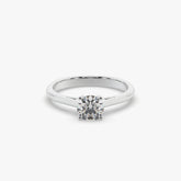 Sstringz Classic Round-Solitaire Engagement Ring in Rhodium Finish – Timeless 4-Prong Setting