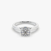 Classic Round Solitaire Rhodium Ring – Timeless Elegance Collection
