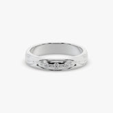 Classic Three-Stone Band Ring in High-Polish Rhodium Finish