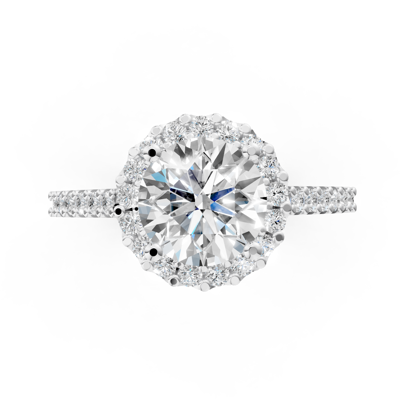 Radiant Halo Round-Cut Moissanite Diamond Ring