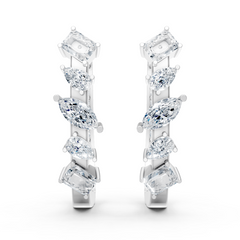 Luxury Multi-Shape Moissanite Hoop Earrings – White Gold Finish