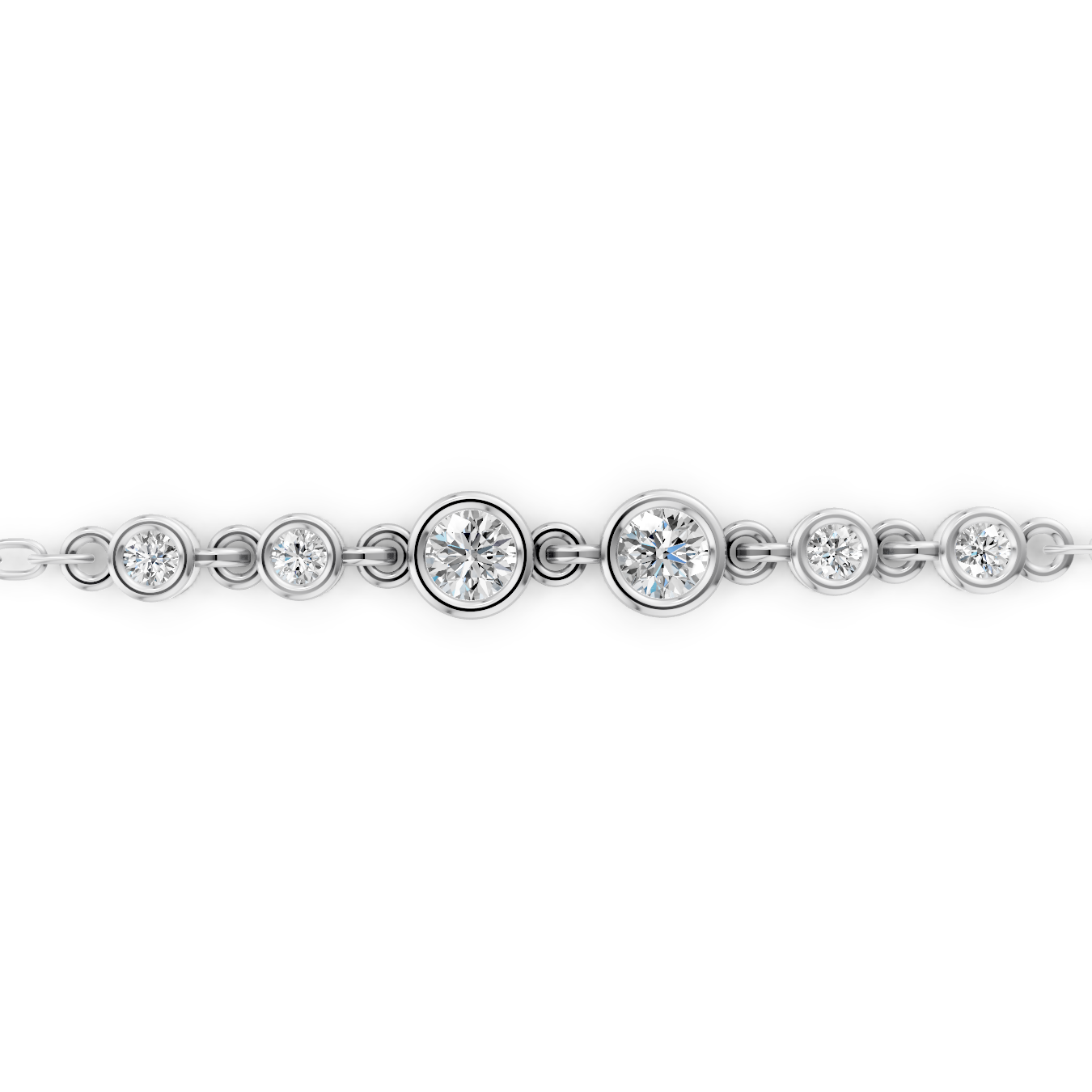 Sstringz Silver Bezel-Set Multi-Stone Bracelet – Elegant Adjustable Moissanite Tennis Style