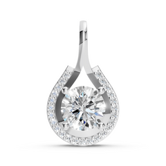 Eternal Teardrop Halo Moissanite Diamond Pendant – Round Brilliant Centerpiece in 925 Silver