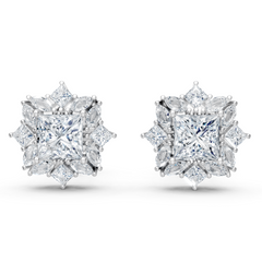 Radiant Cluster Moissanite Diamond Stud Earrings – Multi-Shape Halo Sparkle