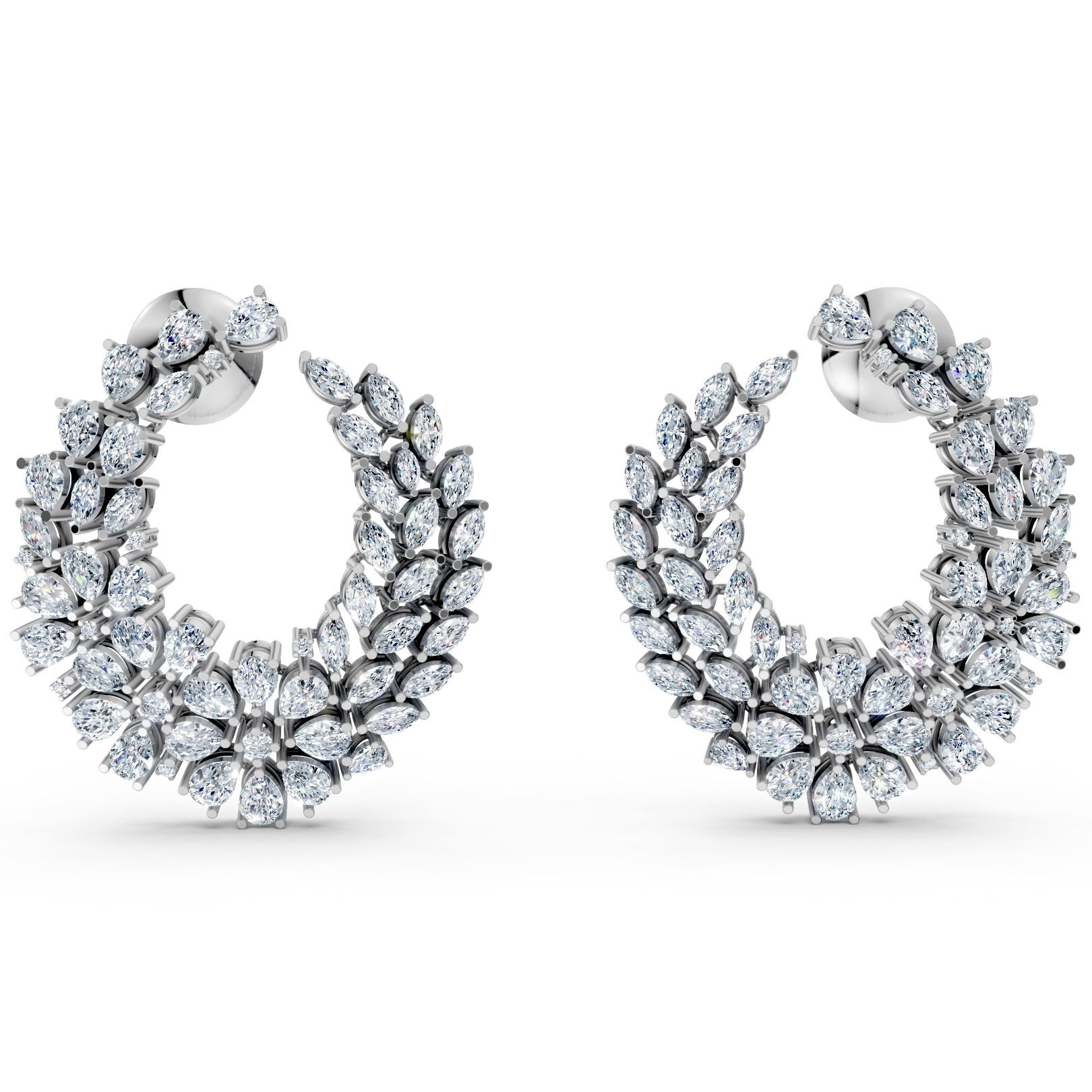 Sstringz Luxury Marquise & Pear Cluster Hoop Earrings – Statement Moissanite Diamond Hoops