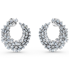 Sstringz Luxury Marquise & Pear Cluster Hoop Earrings – Statement Moissanite Diamond Hoops
