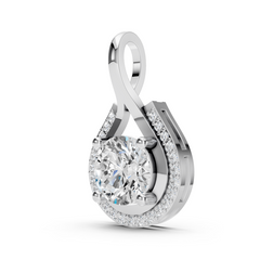 Eternal Teardrop Halo Moissanite Diamond Pendant – Round Brilliant Centerpiece in 925 Silver