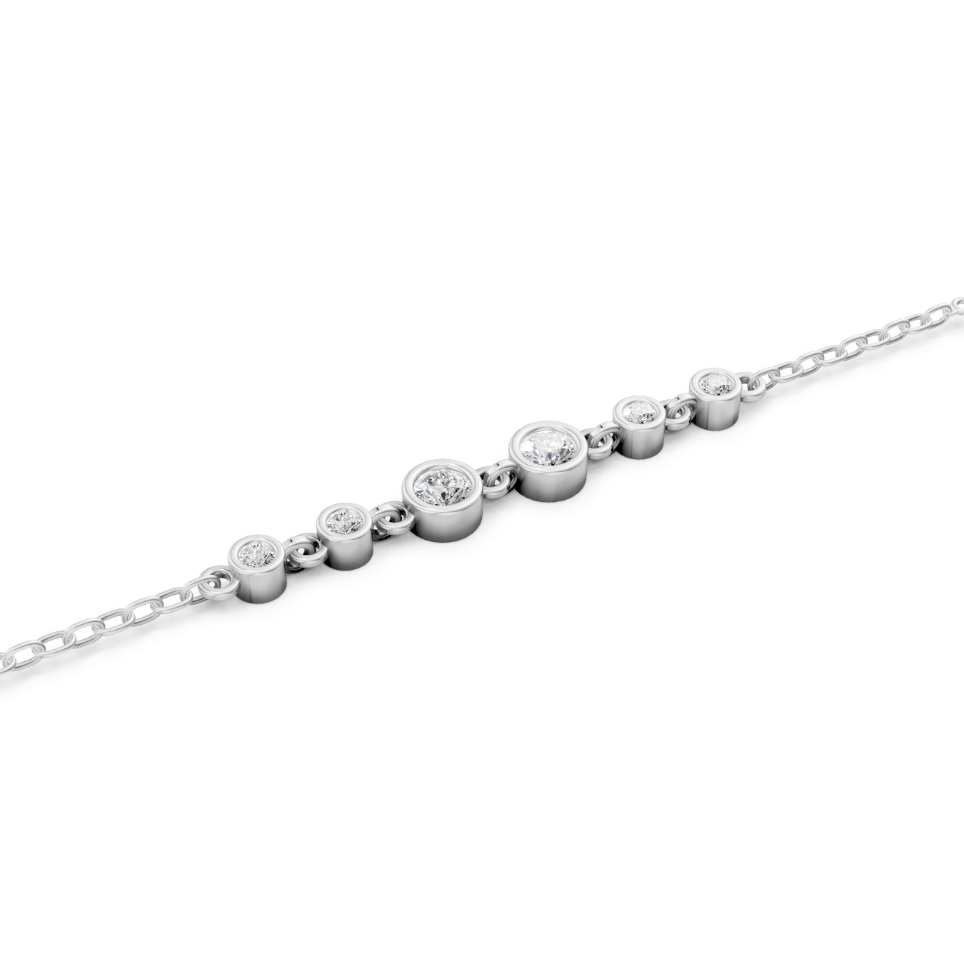 Sstringz Silver Bezel-Set Multi-Stone Bracelet – Elegant Adjustable Moissanite Tennis Style