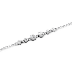 Sstringz Silver Bezel-Set Multi-Stone Bracelet – Elegant Adjustable Moissanite Tennis Style
