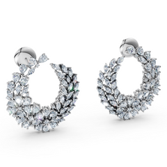 Sstringz Luxury Marquise & Pear Cluster Hoop Earrings – Statement Moissanite Diamond Hoops