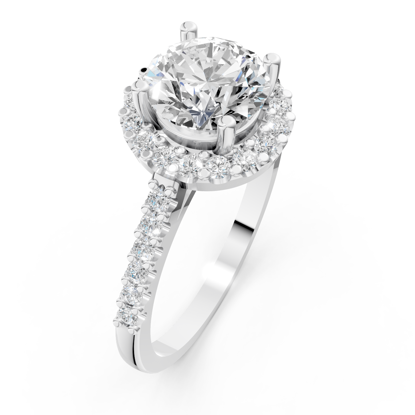 Radiant Halo Round-Cut Moissanite Diamond Ring