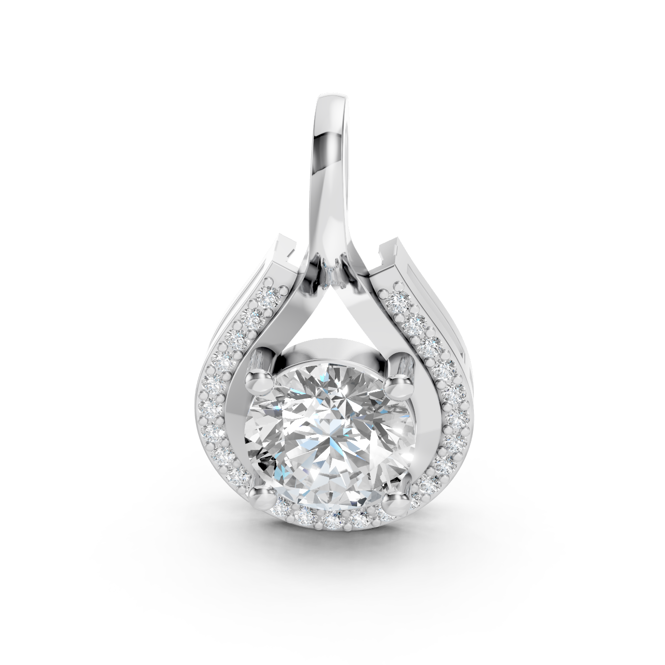 Eternal Teardrop Halo Moissanite Diamond Pendant – Round Brilliant Centerpiece in 925 Silver