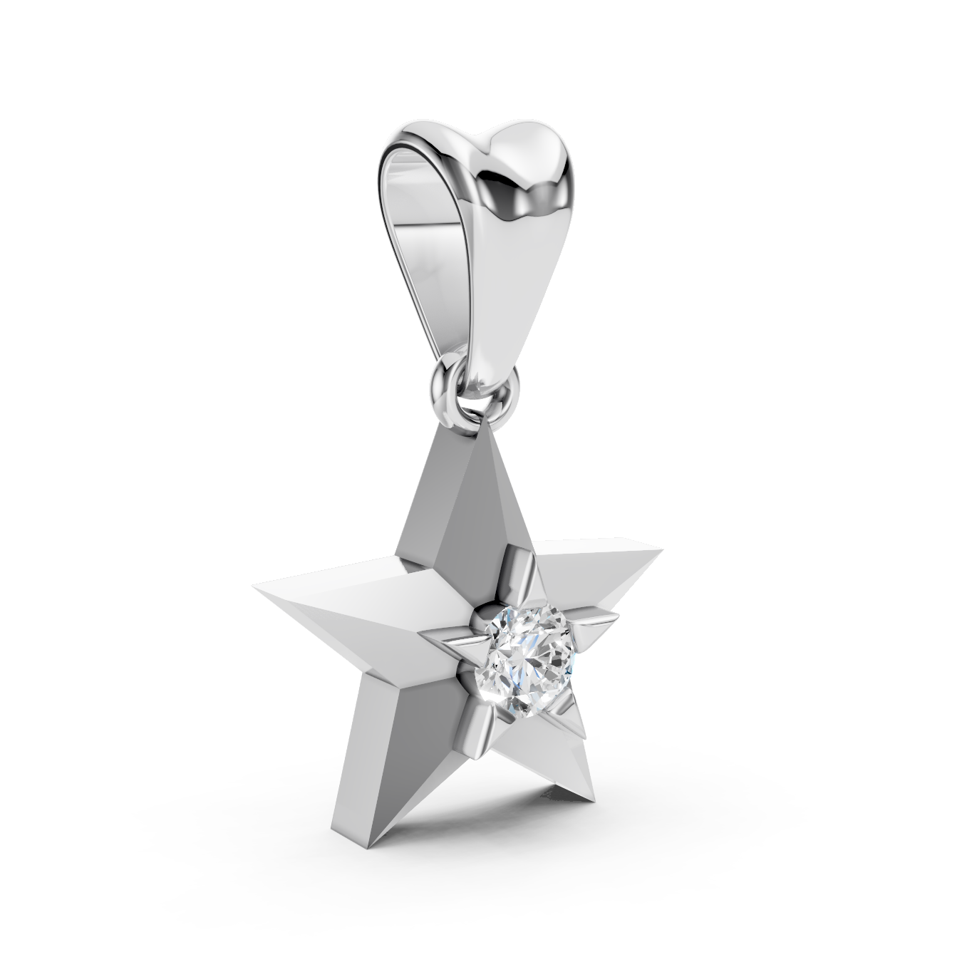 Sstringz Radiant Star Moissanite Diamond Pendant – 925 Sterling Silver | Sparkling Solitaire Charm Pendant