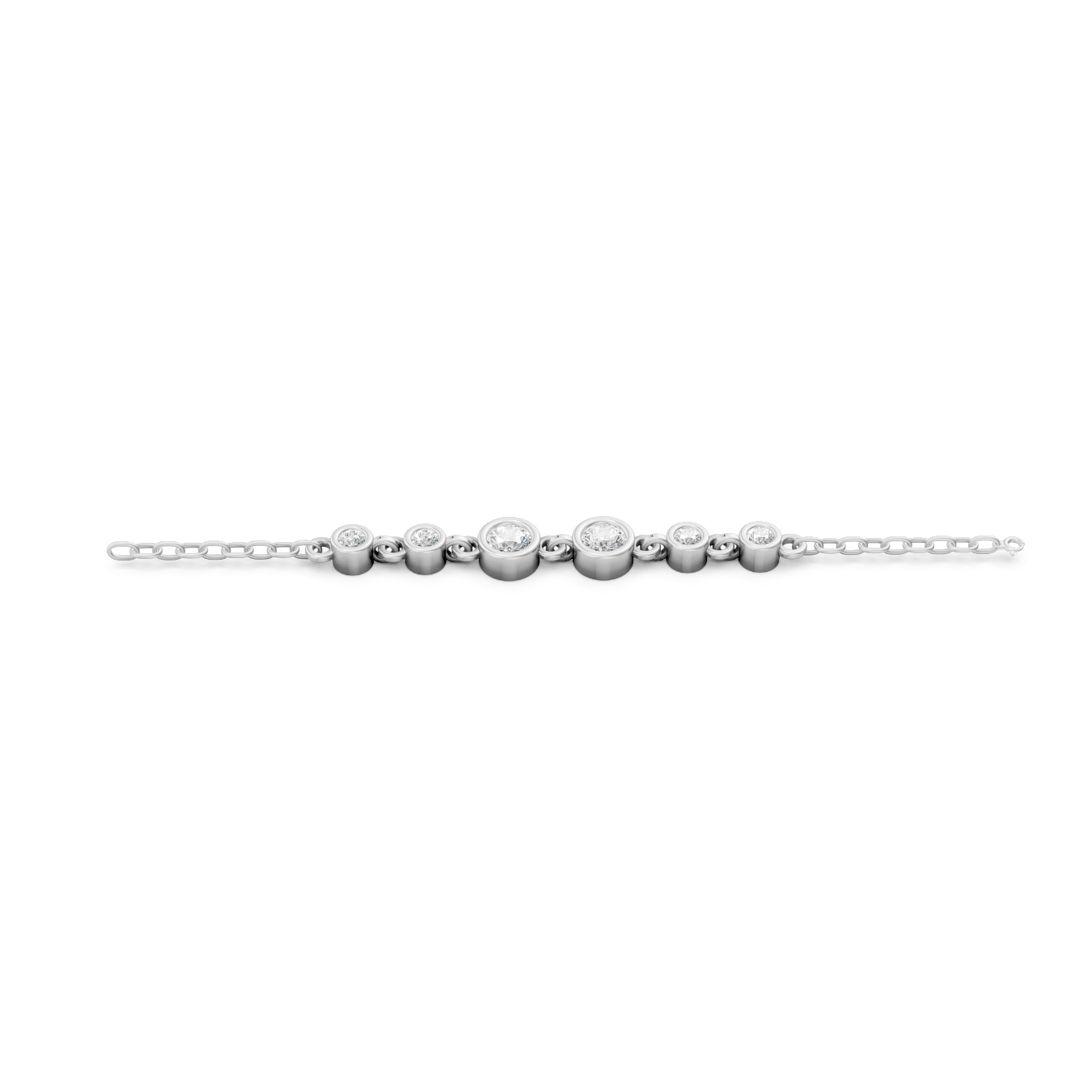 Sstringz Silver Bezel-Set Multi-Stone Bracelet – Elegant Adjustable Moissanite Tennis Style