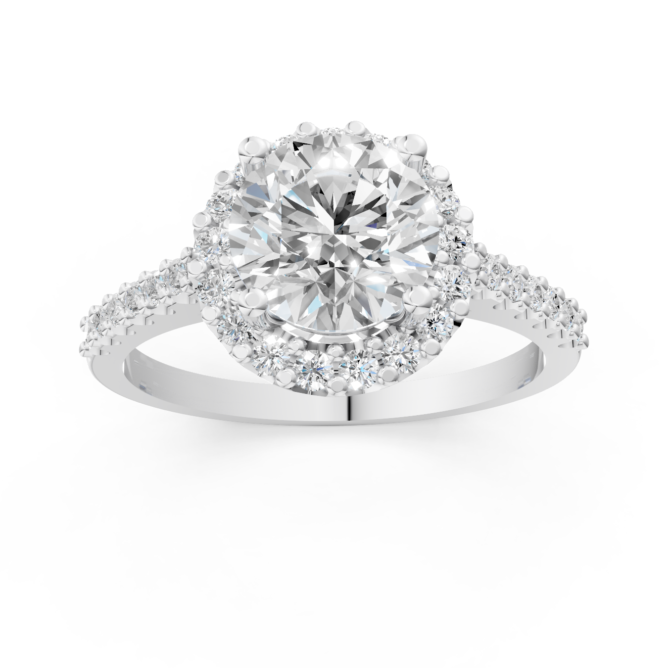 Radiant Halo Round-Cut Moissanite Diamond Ring