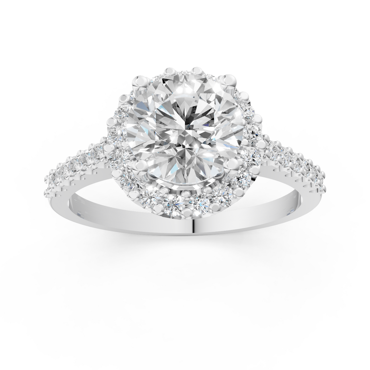 Radiant Halo Round-Cut Moissanite Diamond Ring