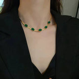 Emerald Color Necklace, Earrings And Bracelet