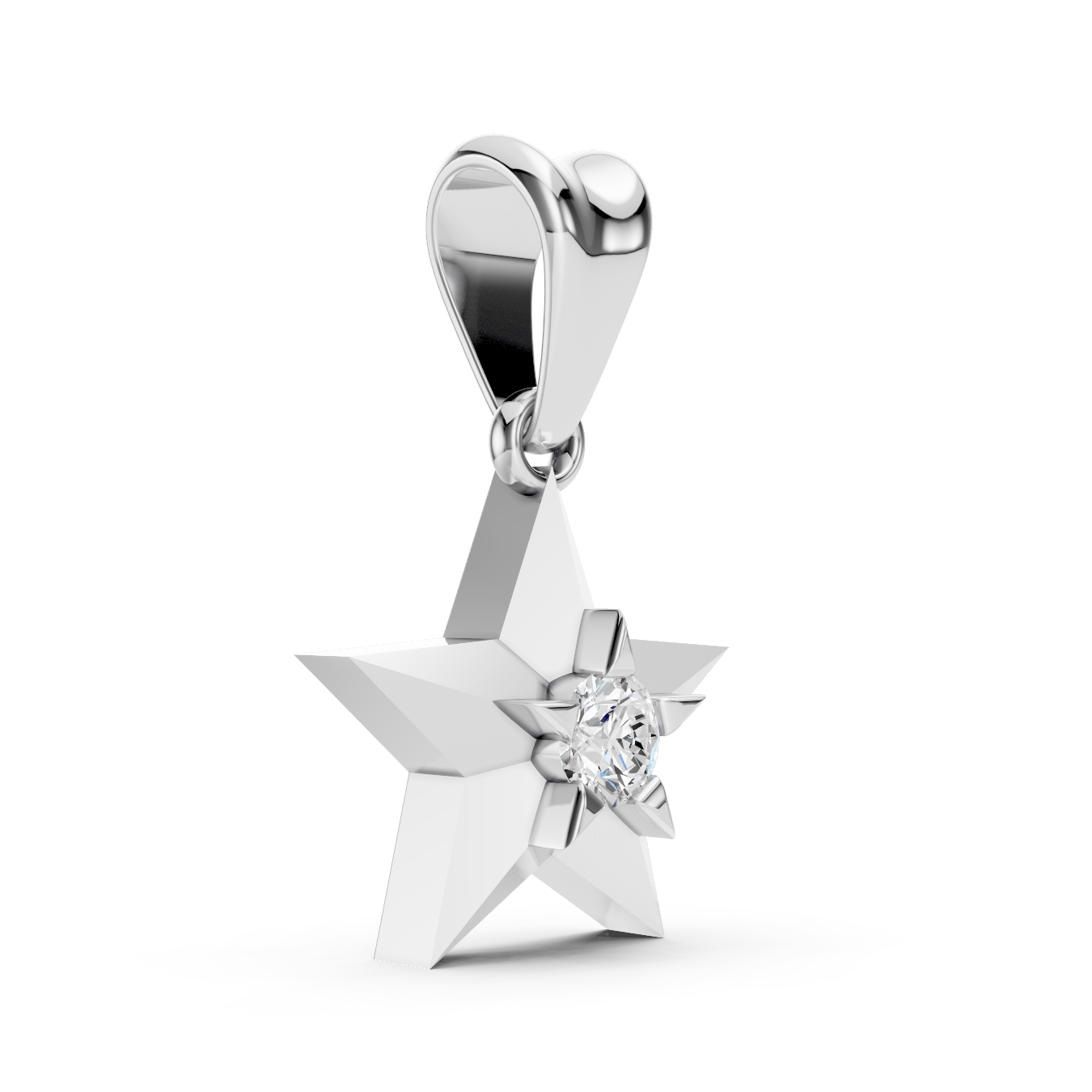 Sstringz Radiant Star Moissanite Diamond Pendant – 925 Sterling Silver | Sparkling Solitaire Charm Pendant