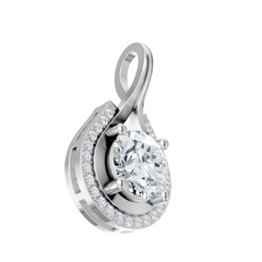 Eternal Teardrop Halo Moissanite Diamond Pendant – Round Brilliant Centerpiece in 925 Silver