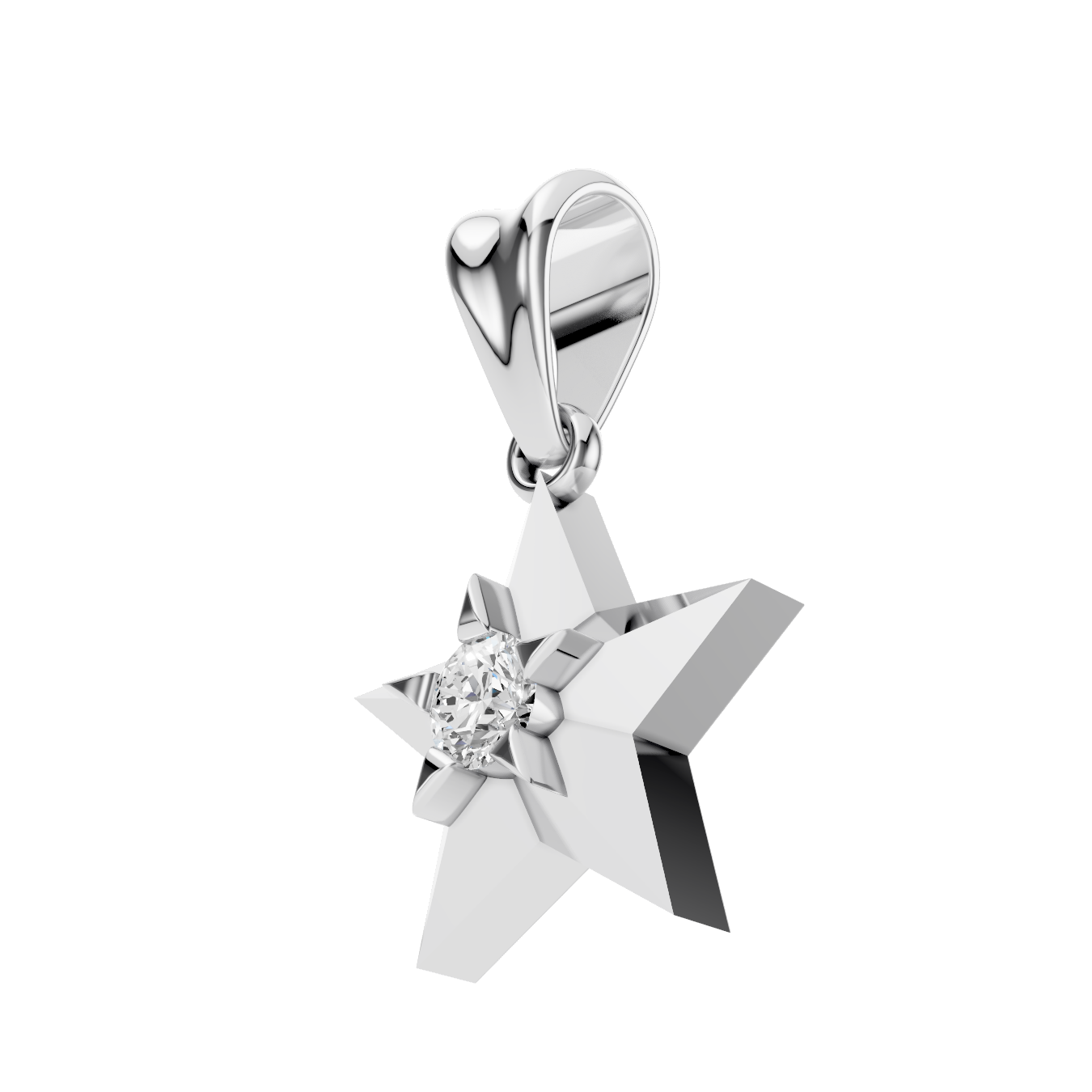 Sstringz Radiant Star Moissanite Diamond Pendant – 925 Sterling Silver | Sparkling Solitaire Charm Pendant