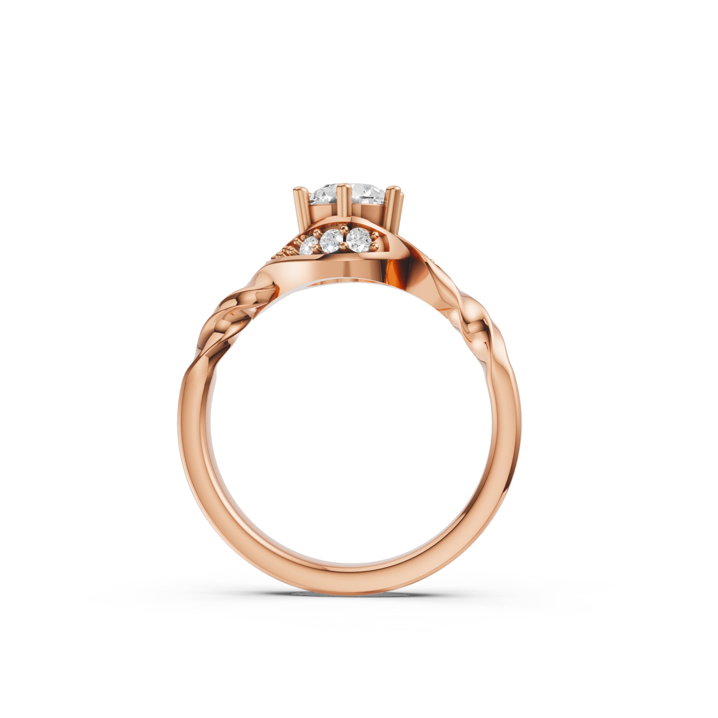 Swirl Soliatire Ring in Rose Gold Finish