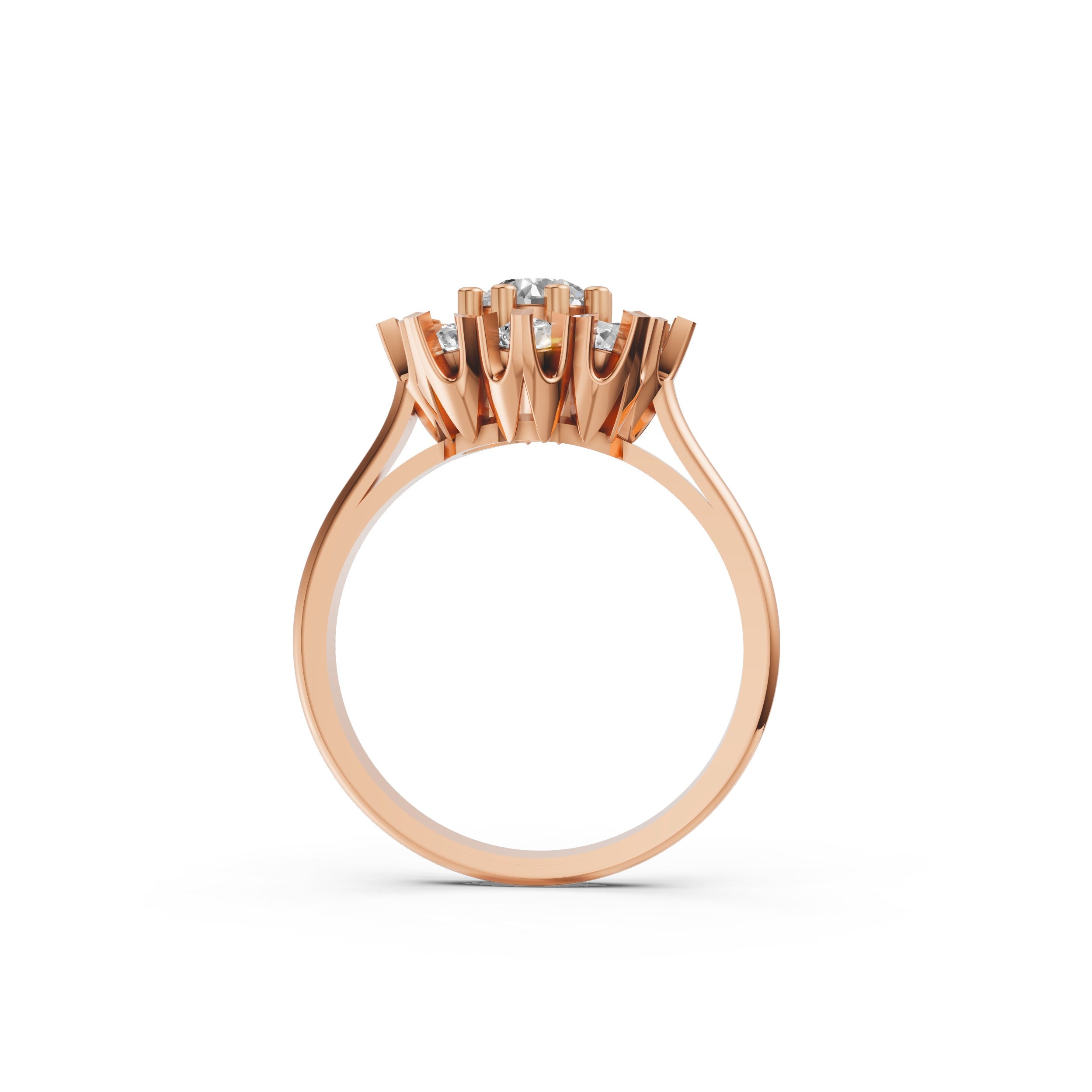 Moissanite Daisy Ring in Rose Gold Finish